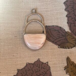 Artisan Scolecite pendant mixed metal, sterling silver and brass